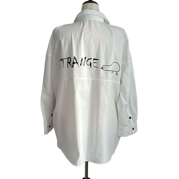 Sweet Rain Graphic Oversized Button Down Shirt Size XL Untamed Strange Print - Picture 2 of 12